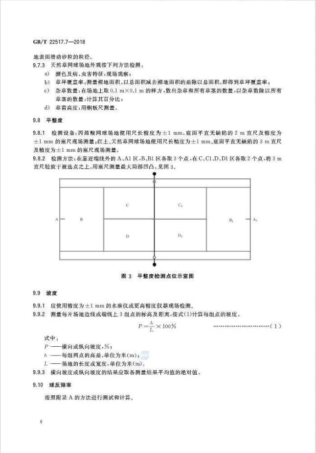 GBT 22517.7-2018体育场地使用要求及检验方法 第7部分：网球场地